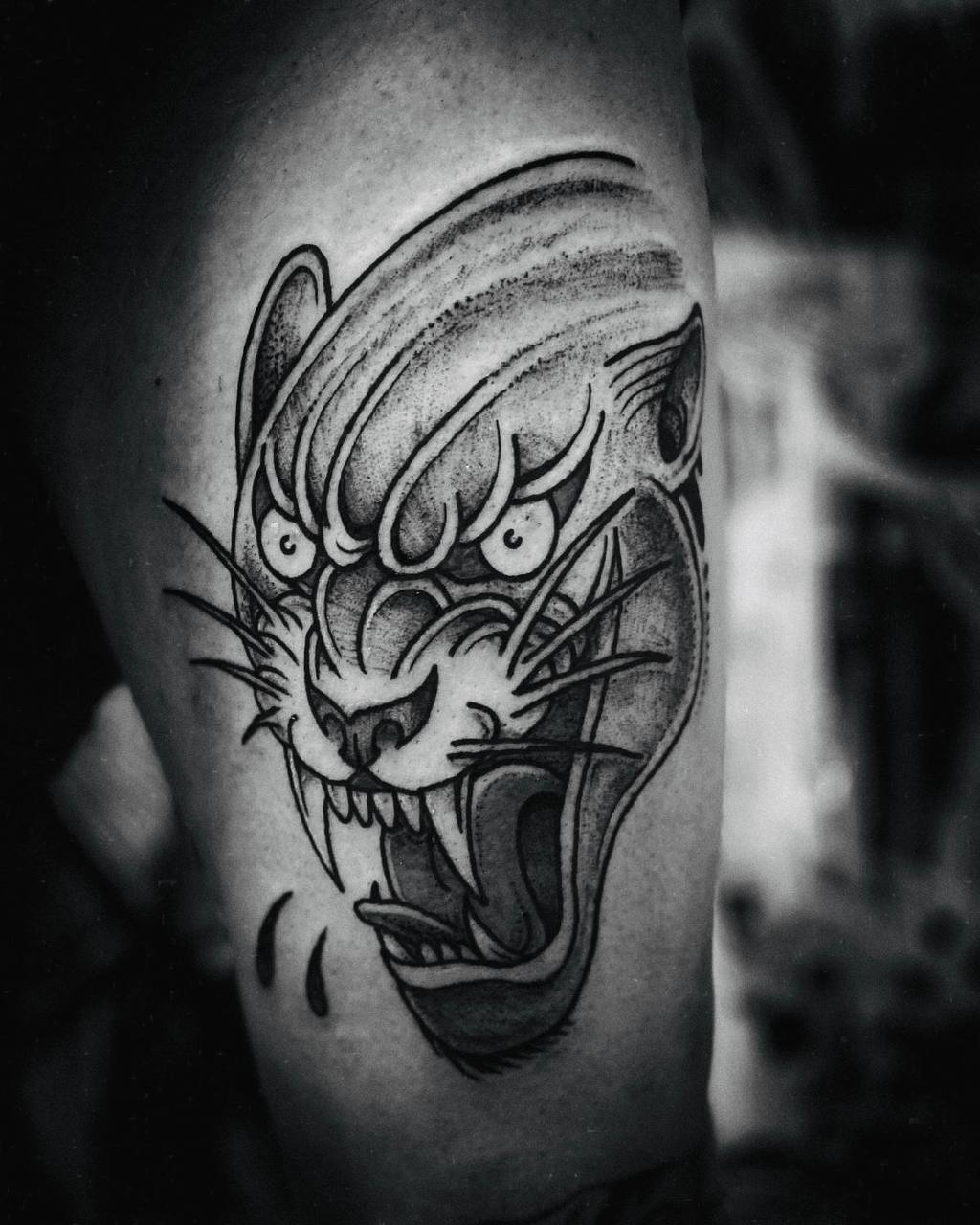 Blackwork panther tattoo