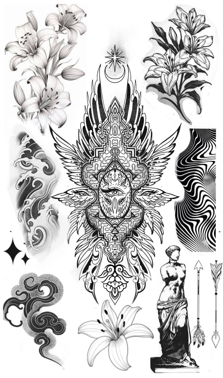 Collection of ornamental tattoo design references